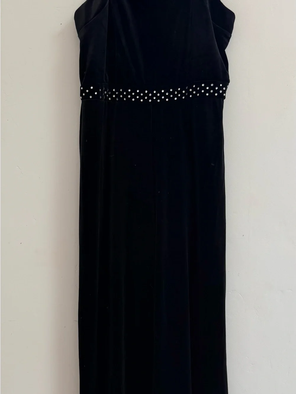 Zunie Black Velvet Jumpsuit with Studded Waist